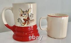 Vintage 1940s RLM Rudolph Red Nosed Reindeer Mugs Cups Plates Bowls Lot of 6