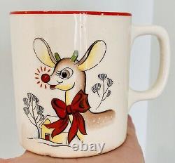 Vintage 1940s RLM Rudolph Red Nosed Reindeer Mugs Cups Plates Bowls Lot of 6