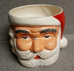 Vintage 1950's Ceramic Santa Egg Nog or Punch Bowl with 6 Cups Nikoniko Japan