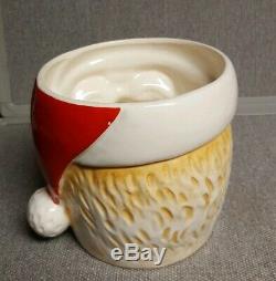 Vintage 1950's Ceramic Santa Egg Nog or Punch Bowl with 6 Cups Nikoniko Japan