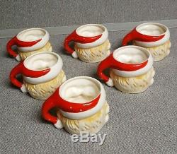 Vintage 1950's Ceramic Santa Egg Nog or Punch Bowl with 6 Cups Nikoniko Japan