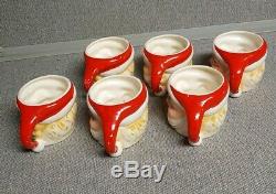 Vintage 1950's Ceramic Santa Egg Nog or Punch Bowl with 6 Cups Nikoniko Japan