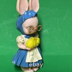 Vintage 1950's Knickerbocker 11 Hard Plastic Easter Bunny Girl Rabbit Bank RARE