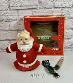 Vintage 1950's Paramount 9 Hi-Ho Santa Figure Light withBox TESTED Flocked