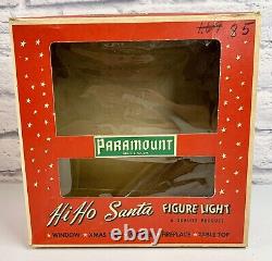 Vintage 1950's Paramount 9 Hi-Ho Santa Figure Light withBox TESTED Flocked