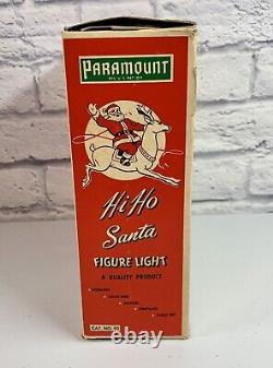 Vintage 1950's Paramount 9 Hi-Ho Santa Figure Light withBox TESTED Flocked