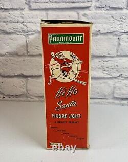 Vintage 1950's Paramount 9 Hi-Ho Santa Figure Light withBox TESTED Flocked