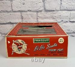 Vintage 1950's Paramount 9 Hi-Ho Santa Figure Light withBox TESTED Flocked