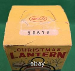 Vintage 1950s Amico Santa Claus Milk Glass Christmas Lantern Japan Works with Box