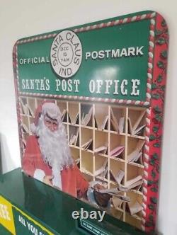 Vintage 1950s Metal Christmas Display Santa Claus Letter Mailbox 2 Pieces