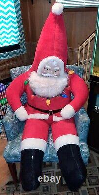 Vintage 1950s Rubber Face Stuffed Santa Claus Giant 60 Store Display LOCAL PU