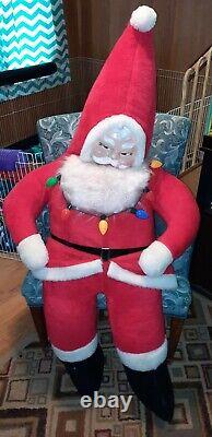 Vintage 1950s Rubber Face Stuffed Santa Claus Giant 60 Store Display LOCAL PU