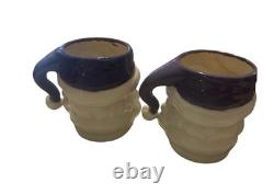 Vintage 1950s Winking Santa Pitcher & 4 Mugs 5 Pc Christmas Set RARE color READ