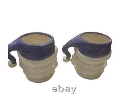 Vintage 1950s Winking Santa Pitcher & 4 Mugs 5 Pc Christmas Set RARE color READ