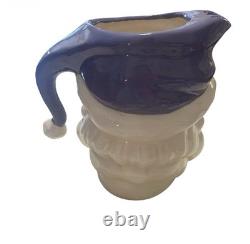 Vintage 1950s Winking Santa Pitcher & 4 Mugs 5 Pc Christmas Set RARE color READ