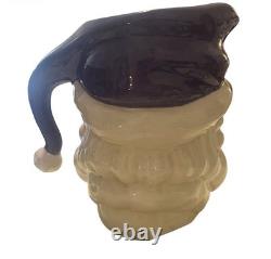 Vintage 1950s Winking Santa Pitcher & 4 Mugs 5 Pc Christmas Set RARE color READ