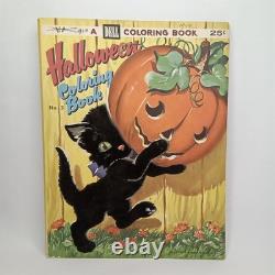Vintage 1954 Dell Halloween Coloring Book Fuzzy Black Cat Unused New Arrival
