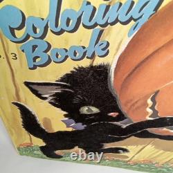 Vintage 1954 Dell Halloween Coloring Book Fuzzy Black Cat Unused New Arrival