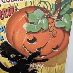 Vintage 1954 Dell Halloween Coloring Book Fuzzy Black Cat Unused New Arrival