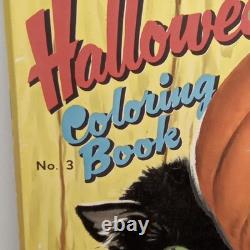 Vintage 1954 Dell Halloween Coloring Book Fuzzy Black Cat Unused New Arrival