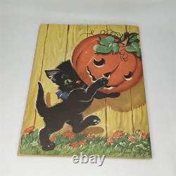 Vintage 1954 Dell Halloween Coloring Book Fuzzy Black Cat Unused New Arrival