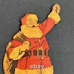 Vintage 1956 PLYWOOD Santa Claus Paper Cut Out Christmas Statue MCM Wood Decor