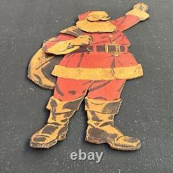 Vintage 1956 PLYWOOD Santa Claus Paper Cut Out Christmas Statue MCM Wood Decor