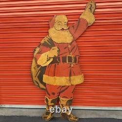 Vintage 1956 PLYWOOD Santa Claus Paper Cut Out Christmas Statue MCM Wood Decor