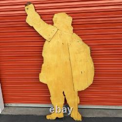 Vintage 1956 PLYWOOD Santa Claus Paper Cut Out Christmas Statue MCM Wood Decor