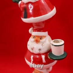 Vintage! 1958 Holt Howard Retro 3 Tiered Santa Candleholder Starry Beard VG+