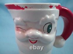 Vintage 1959 Christmas Holt Howard ceramic winking Santa pitcher & 4 cups mugs