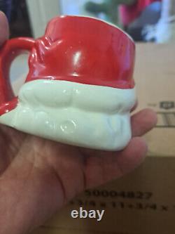 Vintage 1960 Holt Howard Set 4 Christmas Winking Santa Mugs RARE