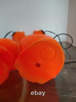 Vintage 1960's Orange Halloween Cat Plastic Blow Mold Light Up Bank Rare Pair