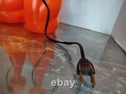 Vintage 1960's Orange Halloween Cat Plastic Blow Mold Light Up Bank Rare Pair