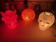 Vintage 1960s Halloween Blowmold Light String Red Devil Jol Skull Peerless