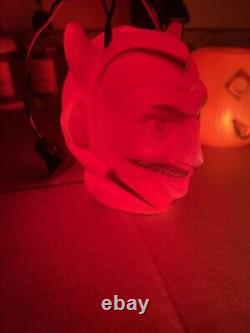 Vintage 1960s Halloween Blowmold Light String Red Devil JOL Skull Peerless