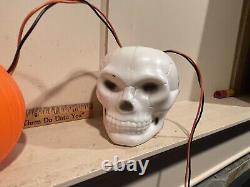 Vintage 1960s Halloween Blowmold Light String Red Devil JOL Skull Peerless