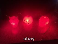 Vintage 1960s Halloween Blowmold Light String Red Devil JOL Skull Peerless