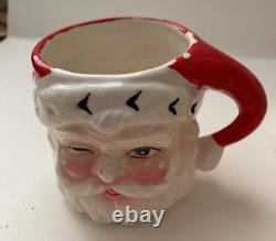 Vintage 1961 Inarco Winking Happy Santa Tom And Jerry Set Pitcher & 4 Mugs