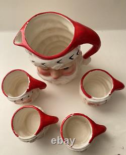 Vintage 1961 Inarco Winking Happy Santa Tom And Jerry Set Pitcher & 4 Mugs