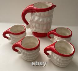 Vintage 1961 Inarco Winking Happy Santa Tom And Jerry Set Pitcher & 4 Mugs