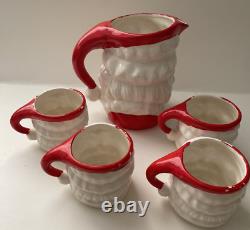 Vintage 1961 Inarco Winking Happy Santa Tom And Jerry Set Pitcher & 4 Mugs