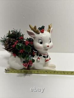 Vintage 1962 Napco Christmas Rudolph Reindeer Planter /Candy Dish Read Descrip