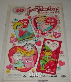 Vintage 1962 Whitman Original Unused 50 Giant Flocked Valentines Punch Out Book