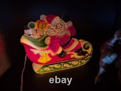 Vintage 1970 EMPIRE Santa's Sleigh With 2 Reindeer Lighted Blowmold 24 Works