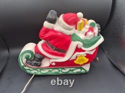Vintage 1970 EMPIRE Santa's Sleigh With 2 Reindeer Lighted Blowmold 24 Works