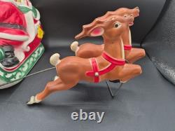 Vintage 1970 EMPIRE Santa's Sleigh With 2 Reindeer Lighted Blowmold 24 Works
