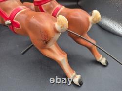 Vintage 1970 EMPIRE Santa's Sleigh With 2 Reindeer Lighted Blowmold 24 Works