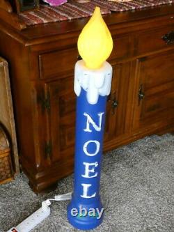 Vintage 1988 TPI RARE Christmas Plastic Blow Mold Light Up BLUE Noel 38 Candle