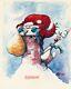 Vintage 1990s Jim Borgman Signed Santa Down The Chimney Print Lazarus Stores
